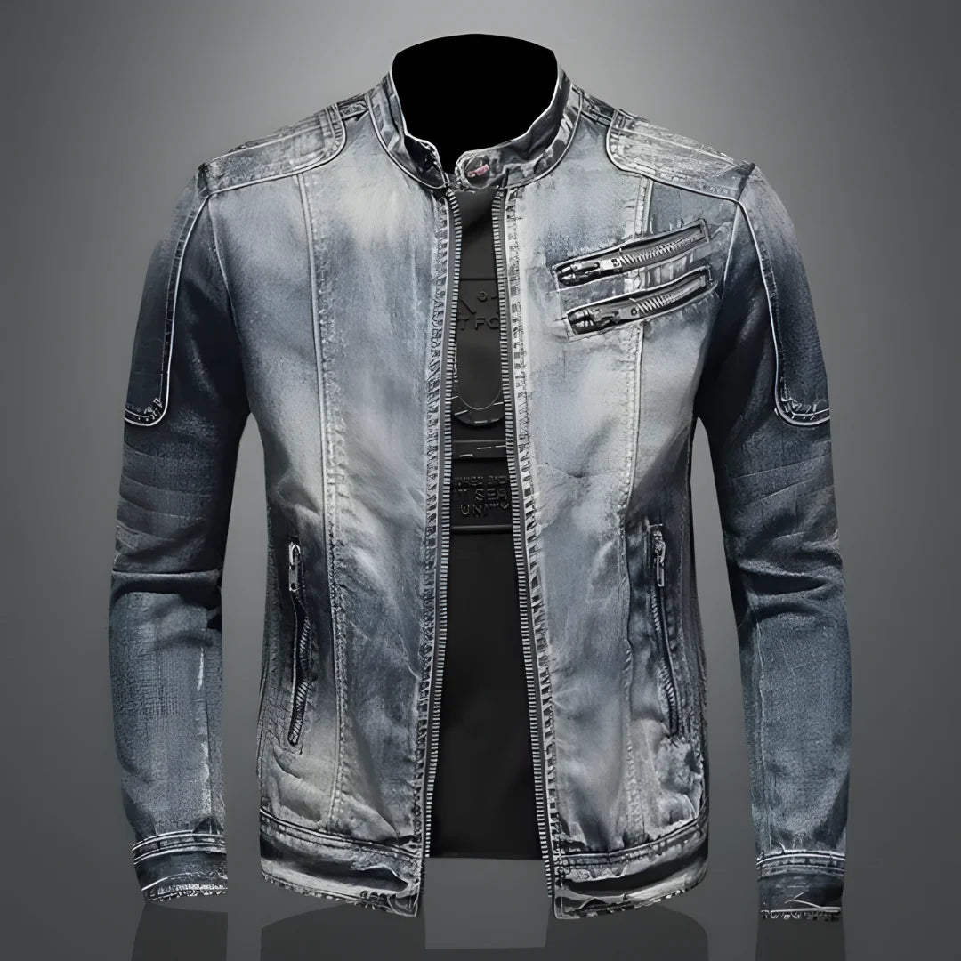 Herren-denim-biker-jacke
