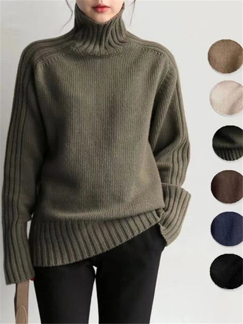 Gemütlicher-Rollkragenpullover-mit-geripptem-Strickmuster-und-lockerer-Passform,-perfekt-für-einen-stilvollen-und-wärmenden-Winterlook.
