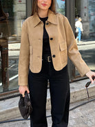 Knopf-Jacke-Wildleder-Look-Elegant-Wandelbar-Lässig-Strukturiert-Modern