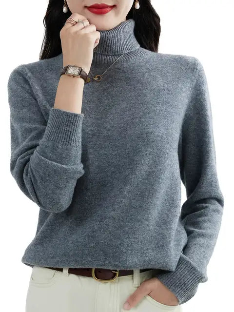 Ein-Rollkragenpullover-aus-feinem-Strick-mit-einem-schlichten-und-zeitlosen-Design,-perfekt-für-kühle-Tage.
