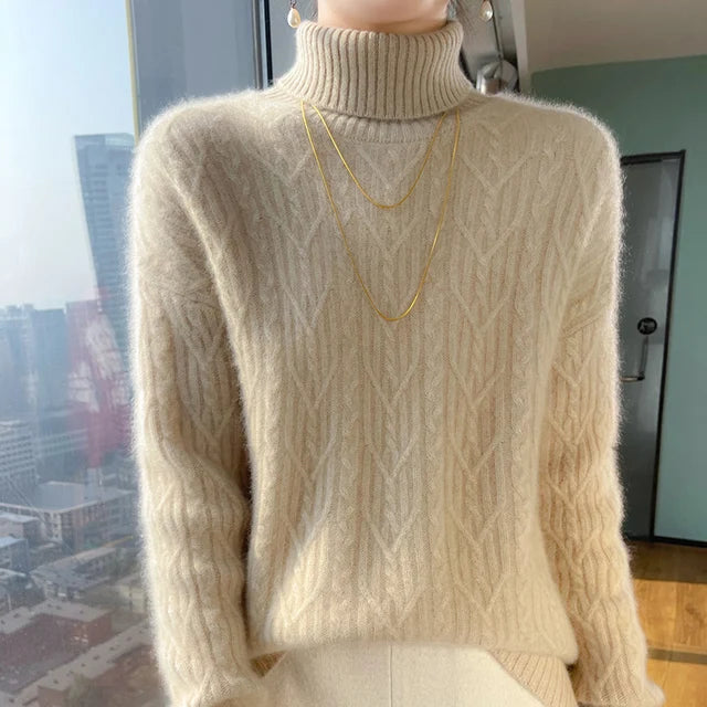 Ein-gerippter-Pullover-mit-hohem-Kragen-und-feinem-Muster,-perfekt-für-einen-stilvollen-und-warmen-Look.