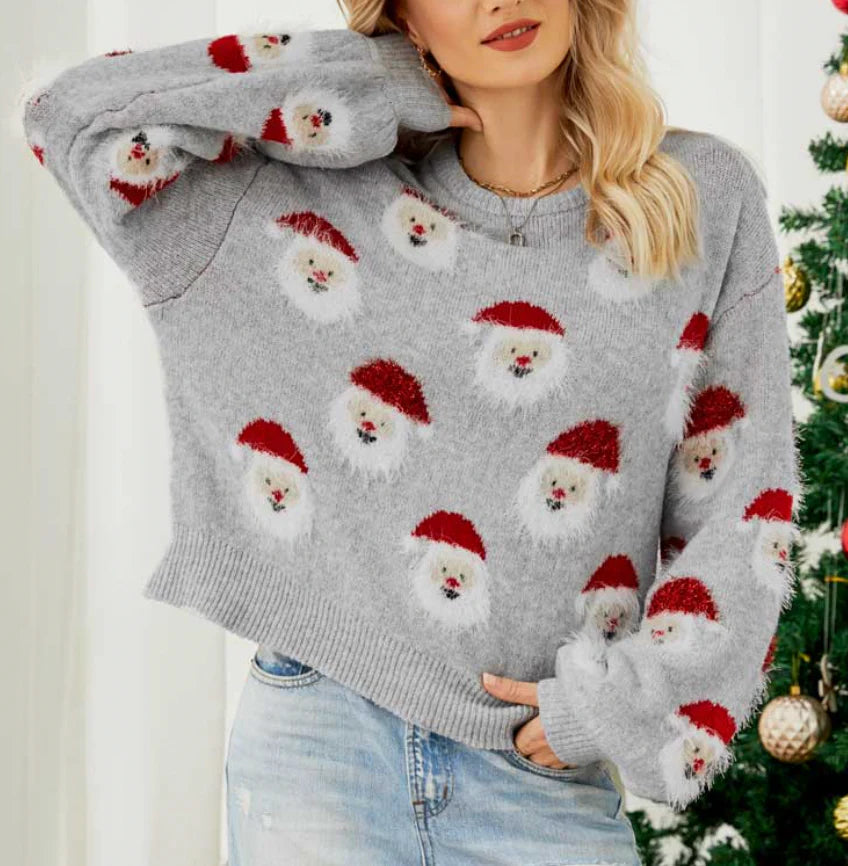 Weihnachtspullover–rosa–Santa-Muster–weihnachtlich–gemütlich–für–festliche–Stimmung
