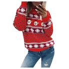 Weihnachts-Hoodie–schwarz–rot–weiß–Muster–Schneeflocken–Weihnachtsmann–bequem–lässig