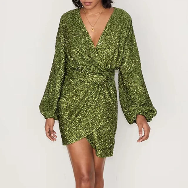 Wickelkleid-mit-langen-ärmeln-paillettenbesatz-und-taillierter-Passform-für-einen-festlichen-Look