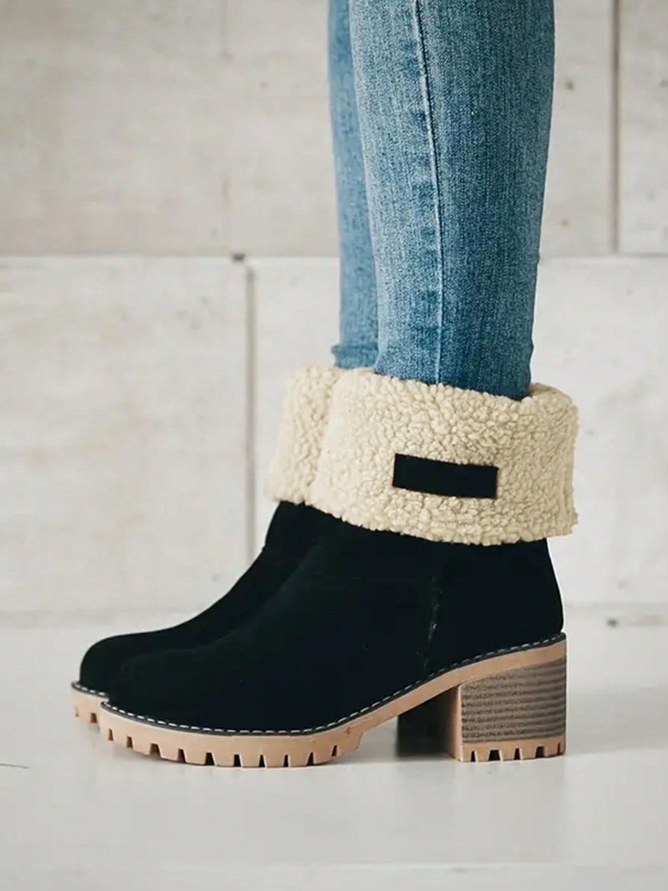 Stiefeletten-mit-warmem-Fellfutter-und-Blockabsatz,-ideal-für-einen-stilvollen-und-wärmenden-Winter-Look.