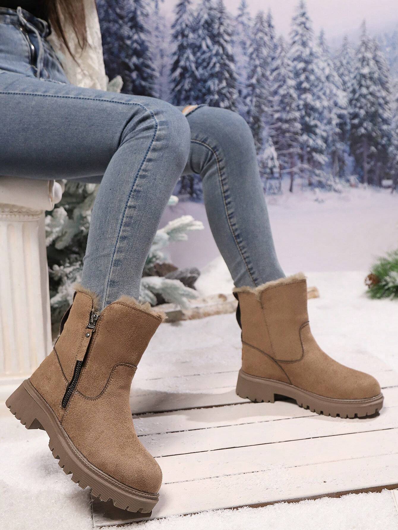 Winterstiefel-mit-weichem-Fellfutter,-seitlichem-Reißverschluss-und-robuster-Profilsohle,-ideal-für-kalte-Tage-und-schneereiches-Wetter