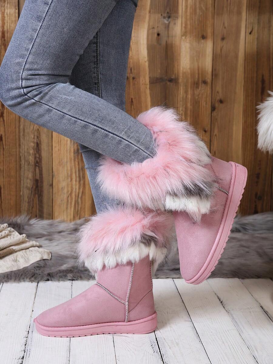 Warme-Winterstiefeletten-mit-dickem-Kunstfellkragen-und-weichem-Innenfutter,-ideal-für-einen-stilvollen-und-komfortablen-Winterlook.