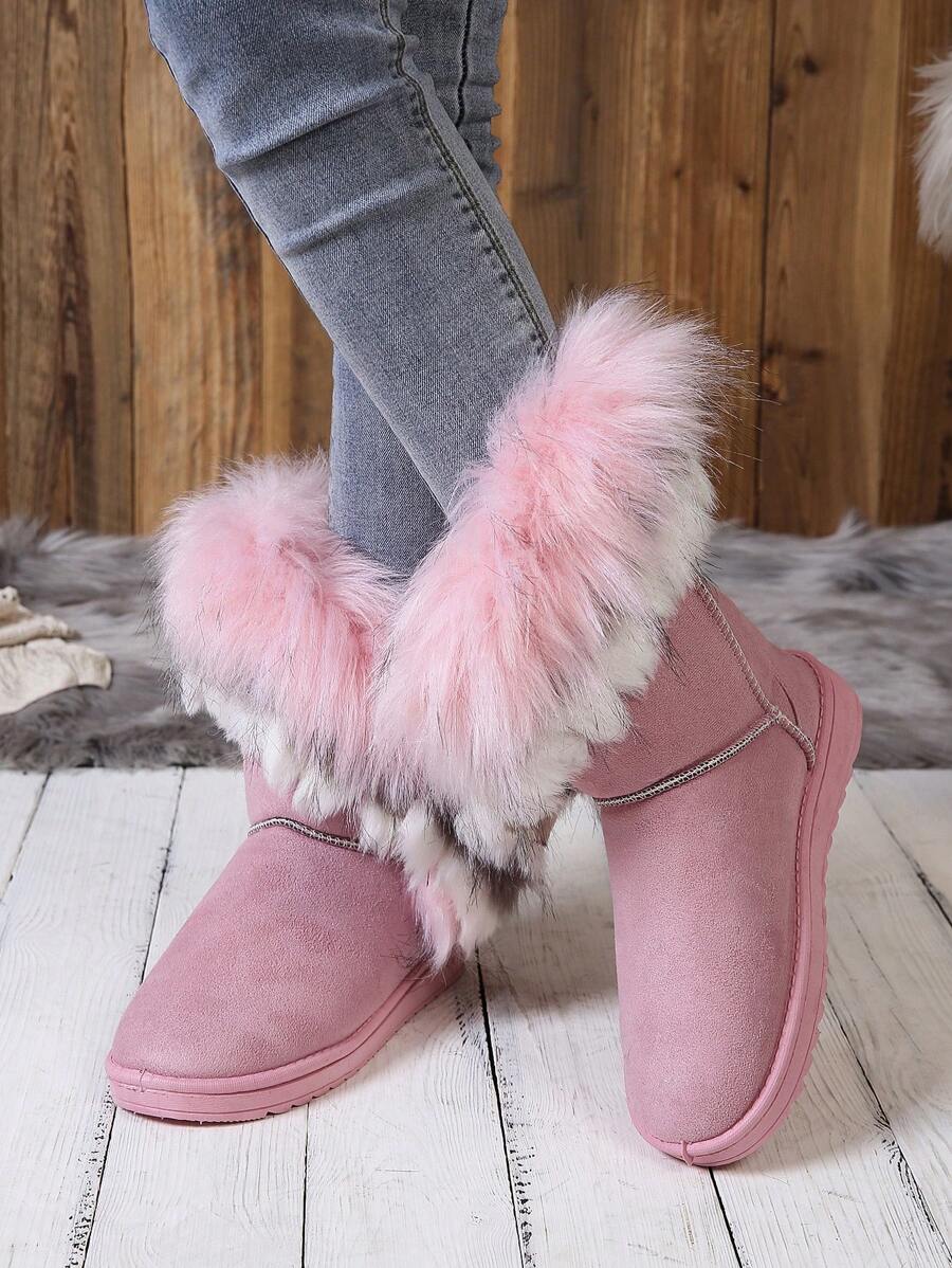 Warme-Winterstiefeletten-mit-dickem-Kunstfellkragen-und-weichem-Innenfutter,-ideal-für-einen-stilvollen-und-komfortablen-Winterlook.