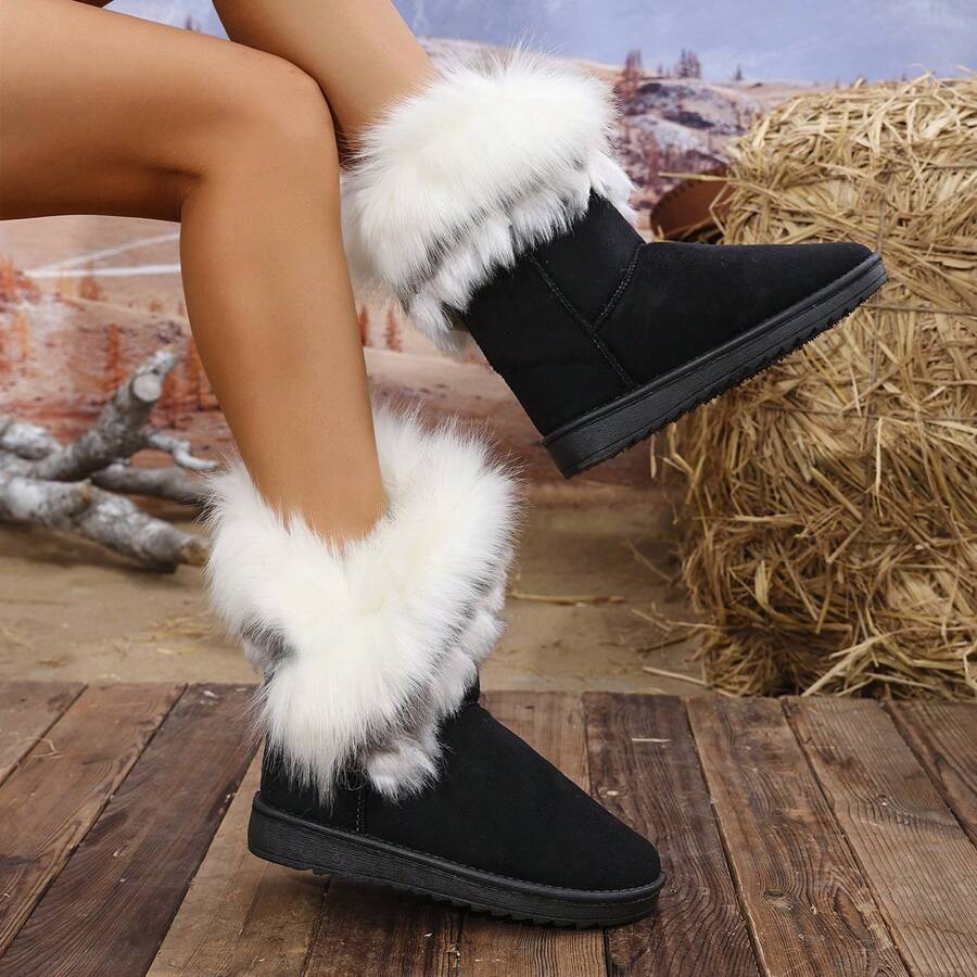 Warme-Winterstiefeletten-mit-dickem-Kunstfellkragen-und-weichem-Innenfutter,-ideal-für-einen-stilvollen-und-komfortablen-Winterlook.