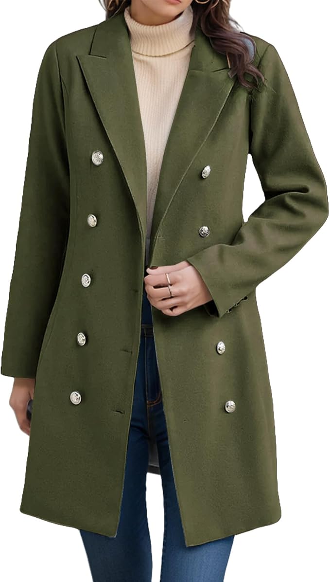 Ein-klassischer-Zweireiher-Mantel-mit-silbernen-Knöpfen-und-lässigem-Schnitt,-perfekt-für-elegante-Alltagslooks.