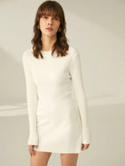 damen-geripptes-minikleid-mit-langen-ärmeln-und-rundhals