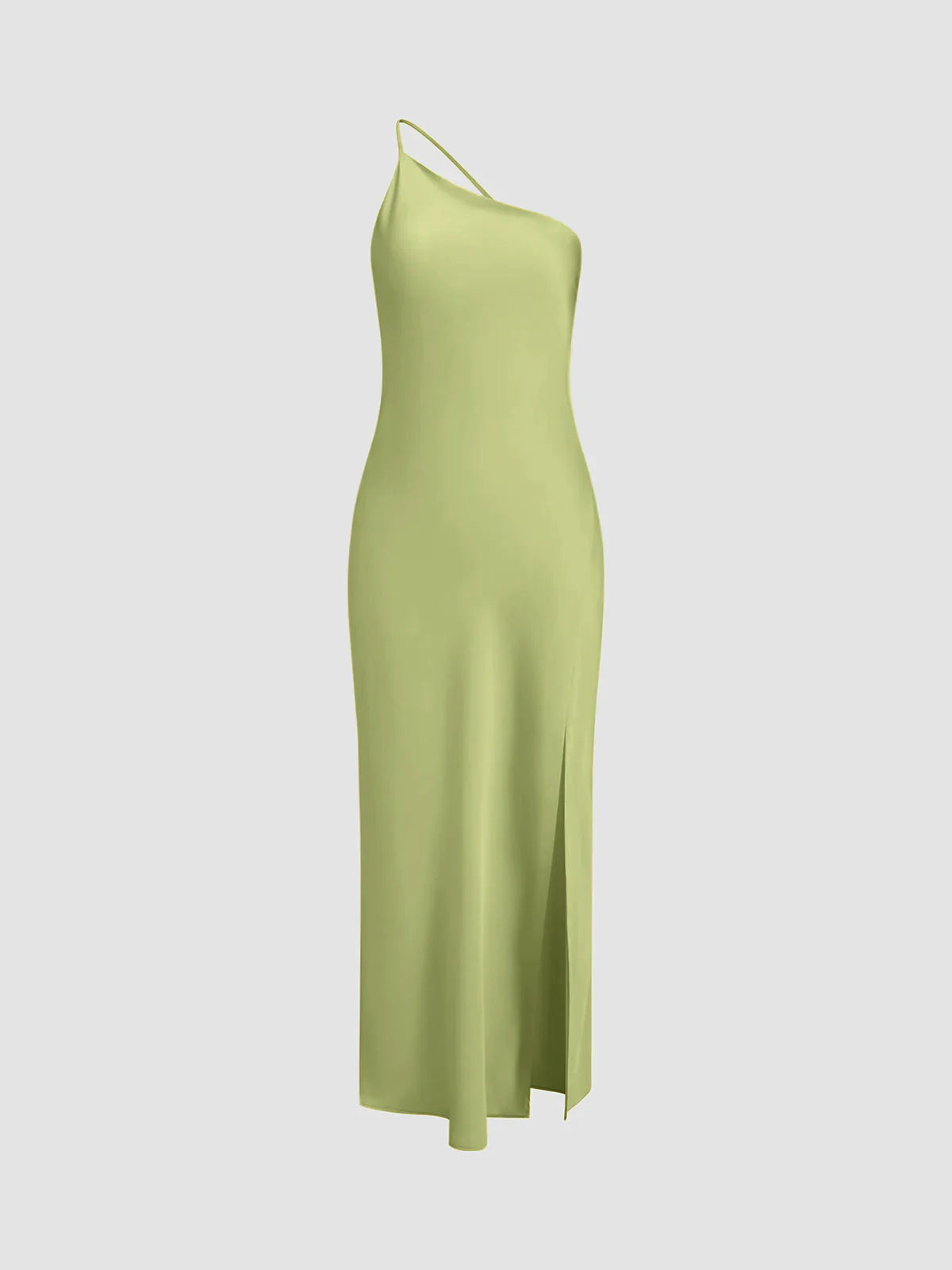 one-shoulder-slip-kleid-frontansicht-fließende-silhouette-hoher-beinschlitz