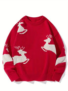 Ein-cremefarbener-Pullover-mit-roten-Rentieren,-ideal-für-die-festliche-Saison.