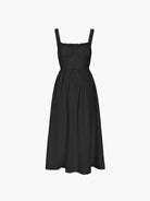 damen-midikleid-mit-raffungen-und-fließendem-rock
