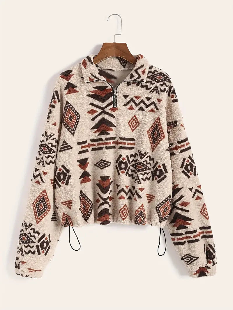 damen-teddy-sweatshirt-reißverschluss-detail