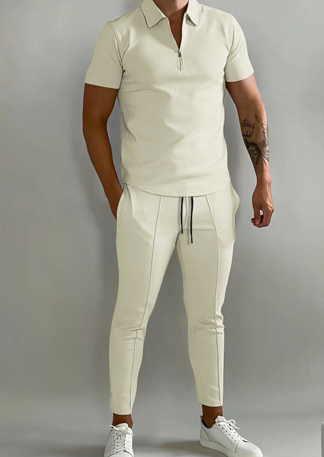 herren-zip-up-polo-und-schmal-zulaufende-hose-mit-kordelzug