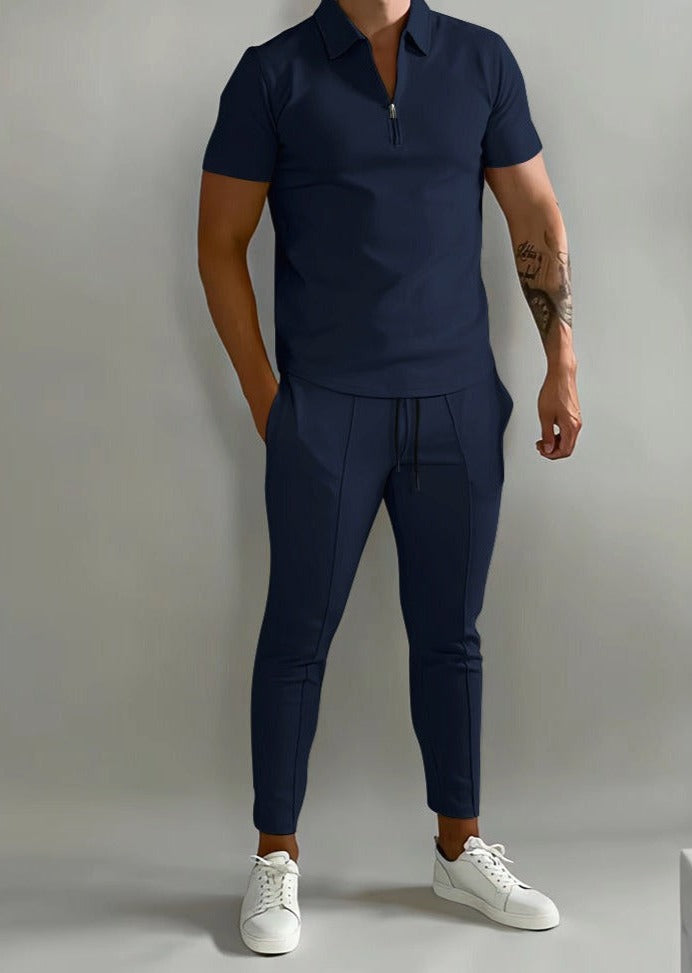 herren-zip-up-polo-und-schmal-zulaufende-hose-mit-kordelzug