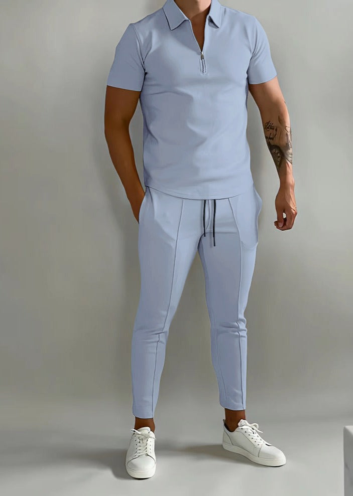 herren-zip-up-polo-und-schmal-zulaufende-hose-mit-kordelzug