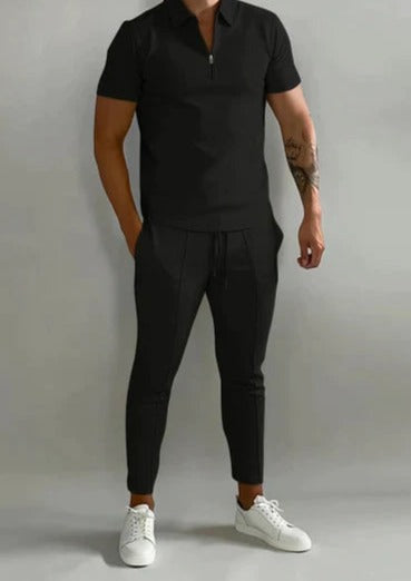 herren-zip-up-polo-und-schmal-zulaufende-hose-mit-kordelzug